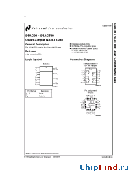 Datasheet 54ACT00F manufacturer National Semiconductor