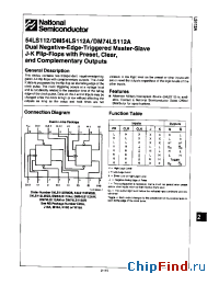 Datasheet 54LS112LMQB manufacturer National Semiconductor