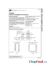 Datasheet ADC0841CCN manufacturer National Semiconductor