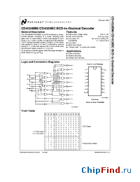 Datasheet CD4028BCJ manufacturer National Semiconductor