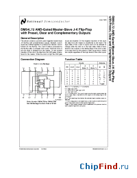 Datasheet DM54L72W manufacturer National Semiconductor
