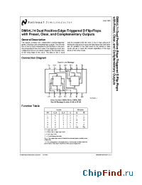 Datasheet DM54L74J manufacturer National Semiconductor