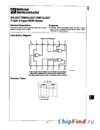 Datasheet DM74LS27N manufacturer National Semiconductor