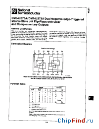 Datasheet DM74LS73A manufacturer National Semiconductor