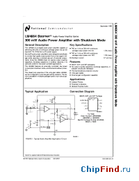 Datasheet LM4864 manufacturer National Semiconductor