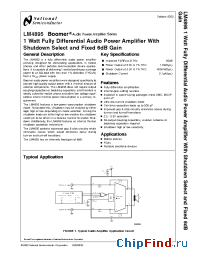 Datasheet LM4895LDX manufacturer National Semiconductor