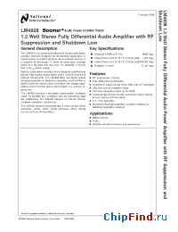 Datasheet LM4928SD manufacturer National Semiconductor