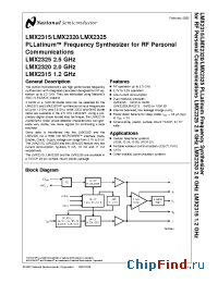 Datasheet LMX2315WG-MLS manufacturer National Semiconductor