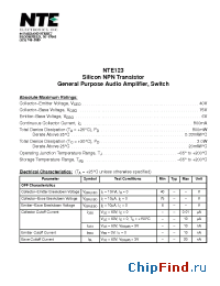 Datasheet NTE123 manufacturer NTE