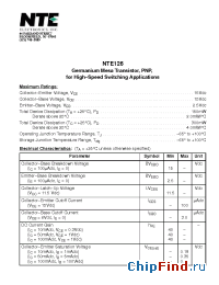 Datasheet NTE126A manufacturer NTE