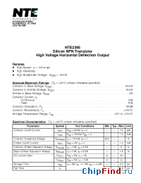 Datasheet NTE2365 manufacturer NTE