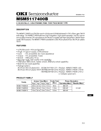 Datasheet MSM5117400B-70 manufacturer OKI