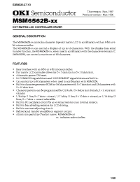 Datasheet MSM6562B manufacturer OKI