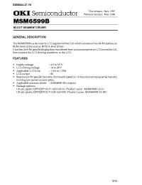 Datasheet MSM6599 manufacturer OKI