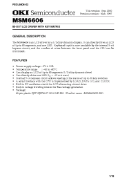 Datasheet MSM6606 manufacturer OKI