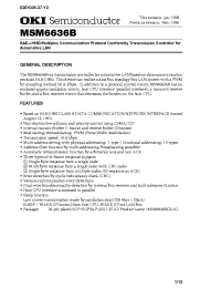 Datasheet MSM6636BGS-K manufacturer OKI