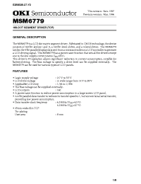 Datasheet MSM6779 manufacturer OKI