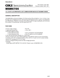 Datasheet MSM6786 manufacturer OKI