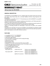 Datasheet MSM6927RS manufacturer OKI