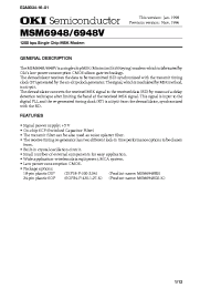 Datasheet MSM6948V manufacturer OKI