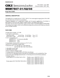 Datasheet MSM7507-01GS-K manufacturer OKI