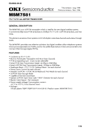 Datasheet MSM7581 manufacturer OKI