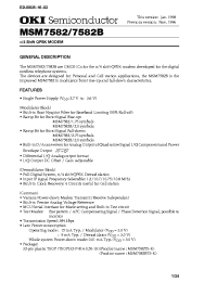 Datasheet MSM7582B manufacturer OKI