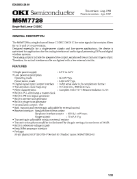 Datasheet MSM7728GS-K manufacturer OKI