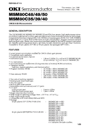 Datasheet MSM80C48RS manufacturer OKI