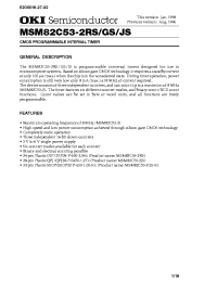 Datasheet MSM82C53 manufacturer OKI