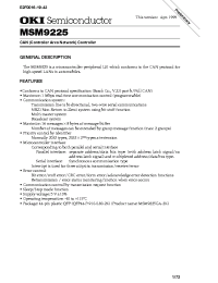 Datasheet MSM9225 manufacturer OKI