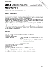 Datasheet MSM98P05 manufacturer OKI