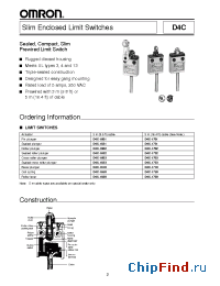 Datasheet D4C-1601 manufacturer Omron