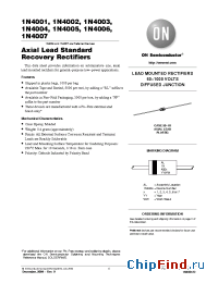 Datasheet 1N4001 manufacturer ON Semiconductor