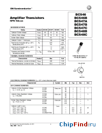 Datasheet BC548CRL manufacturer ON Semiconductor