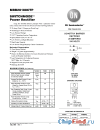 Datasheet MBR20100CTP manufacturer ON Semiconductor