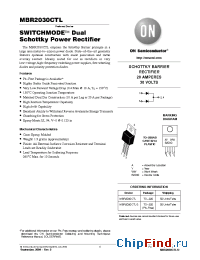 Datasheet MBR2030CTLG manufacturer ON Semiconductor