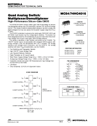 Datasheet MC74HC4016N manufacturer ON Semiconductor