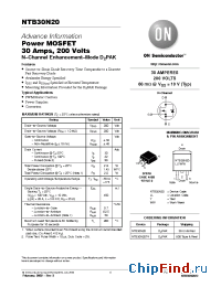 Datasheet NTB30N20 manufacturer ON Semiconductor