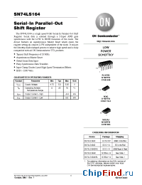 Datasheet SN74LS164MR1 производства ON Semiconductor