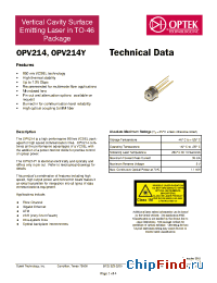 Datasheet OPV214 manufacturer OPTEK