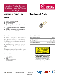 Datasheet OPV215 manufacturer OPTEK