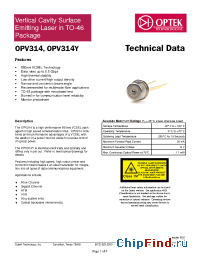 Datasheet OPV314 производства OPTEK