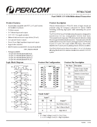 Datasheet PI74LCX245H manufacturer Pericom