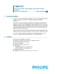 Datasheet 74HC137N manufacturer Philips