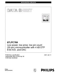 Datasheet 87LPC769 manufacturer Philips