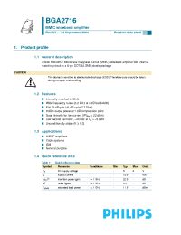 Datasheet BGA2716 manufacturer Philips