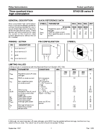 Datasheet BTA212B-500B manufacturer Philips