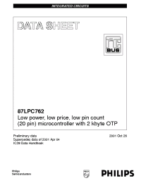 Datasheet P87LPC762BDH manufacturer Philips
