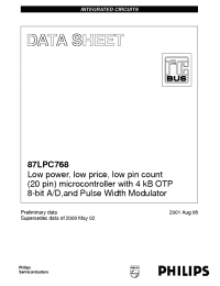 Datasheet P87LPC768FD manufacturer Philips